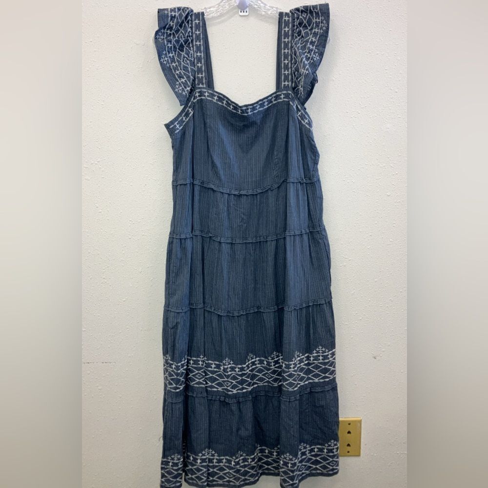 Knox Rose Crochet Cottagecore Lagenlook Sleeveless Square neck midi Dress Medium